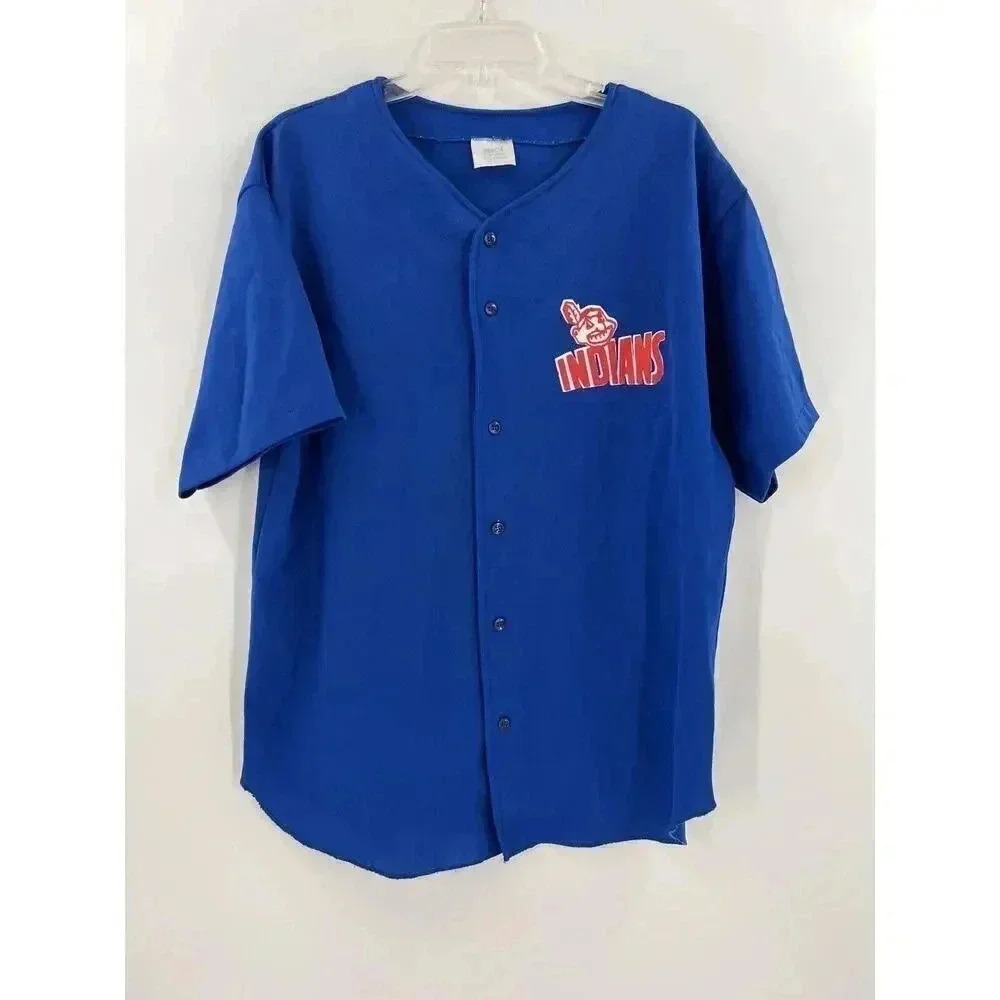 Rare Vintage Reach Cleveland Indians Blue Button Jersey Chief Wahoo "20" XLARGE